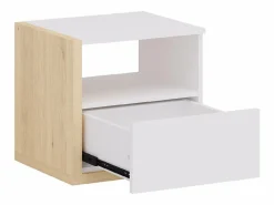 Vente-unique Set de 2 mesitas de noche con 1 cajón y 1 estante en blanco y natural - NAPOLI II