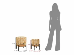 Online Set de 2 portamacetas redondos de ratán con soporte de metal negro Zeyok Macetero
