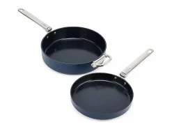 Joseph Joseph Set de 2 sartenes antiadherentes Space Folding Handle Ceramic Non-stick , ahorro de espacio, mangos plegables, aptas para inducción,