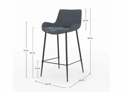 Hot Rendez-Vous Déco Set de 2 sillas de bar de tela 65cm - Pirata Gris