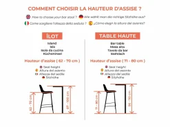 Hot Rendez-Vous Déco Set de 2 sillas de bar de tela 65cm - Pirata Gris