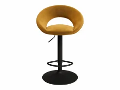 Hot Rendez-Vous Déco Set de 2 sillas de bar en metal negro y terciopelo curry 61/76,5 cm - Cloclo Amarillo