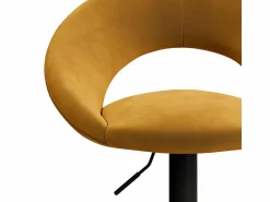 Hot Rendez-Vous Déco Set de 2 sillas de bar en metal negro y terciopelo curry 61/76,5 cm - Cloclo Amarillo