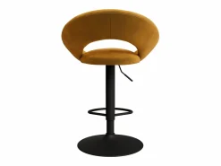 Hot Rendez-Vous Déco Set de 2 sillas de bar en metal negro y terciopelo curry 61/76,5 cm - Cloclo Amarillo