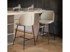 Hot Rendez-Vous Déco Set de 2 sillas para isla de cocina en tejido bouclé 66 cm - Groom Beige