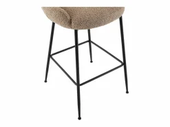 Discount Set de 2 taburetes de bar de tela rizada y metal negro - - TOYBA Muebles De Bar|Taburete Alto