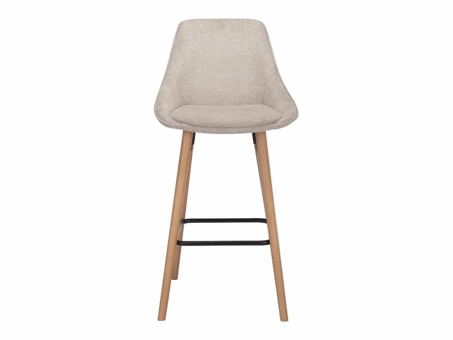 Vente-unique Set de 2 taburetes de bar de tela texturizada y haya - - MASURIE