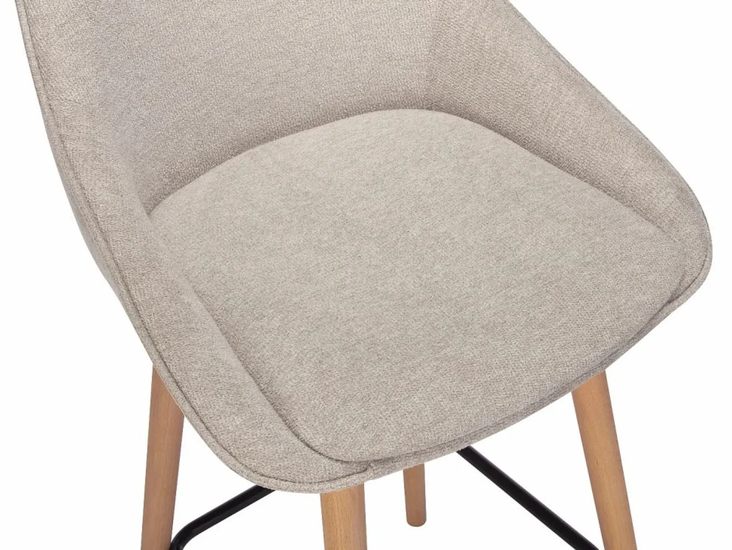 Vente-unique Set de 2 taburetes de bar de tela texturizada y haya - - MASURIE