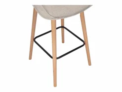 Vente-unique Set de 2 taburetes de bar de tela texturizada y haya - - MASURIE