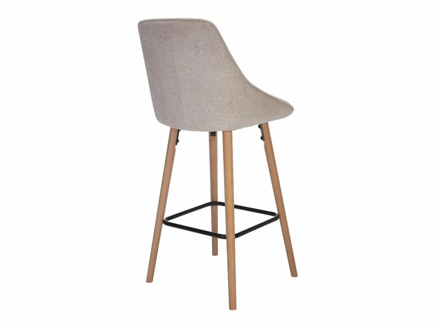 Vente-unique Set de 2 taburetes de bar de tela texturizada y haya - - MASURIE
