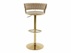 Vente-unique Set de 2 taburetes de bar de terciopelo y metal dorado - Altura ajustable - - LOMYA