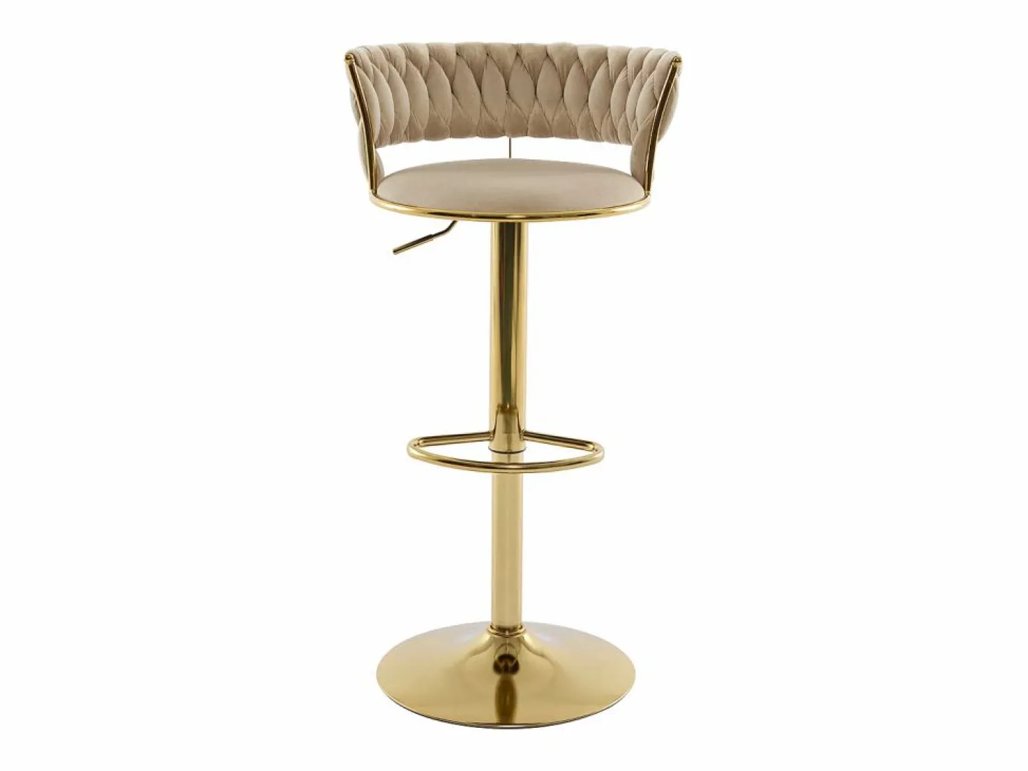 Vente-unique Set de 2 taburetes de bar de terciopelo y metal dorado - Altura ajustable - - LOMYA