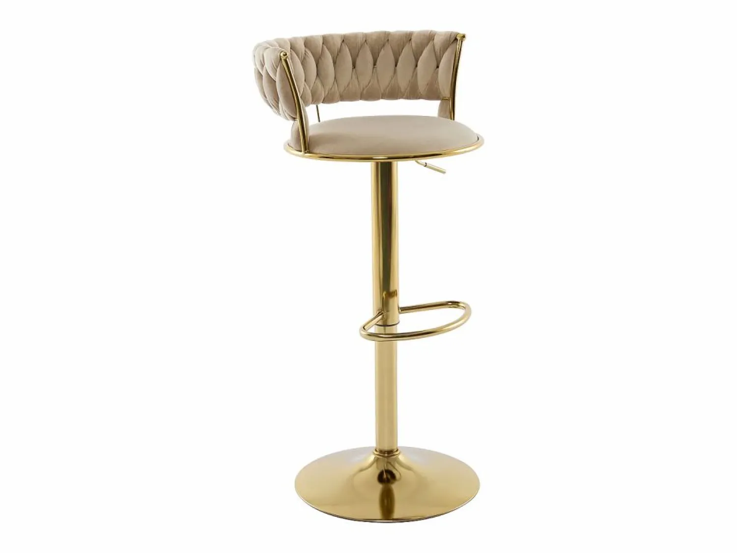Vente-unique Set de 2 taburetes de bar de terciopelo y metal dorado - Altura ajustable - - LOMYA
