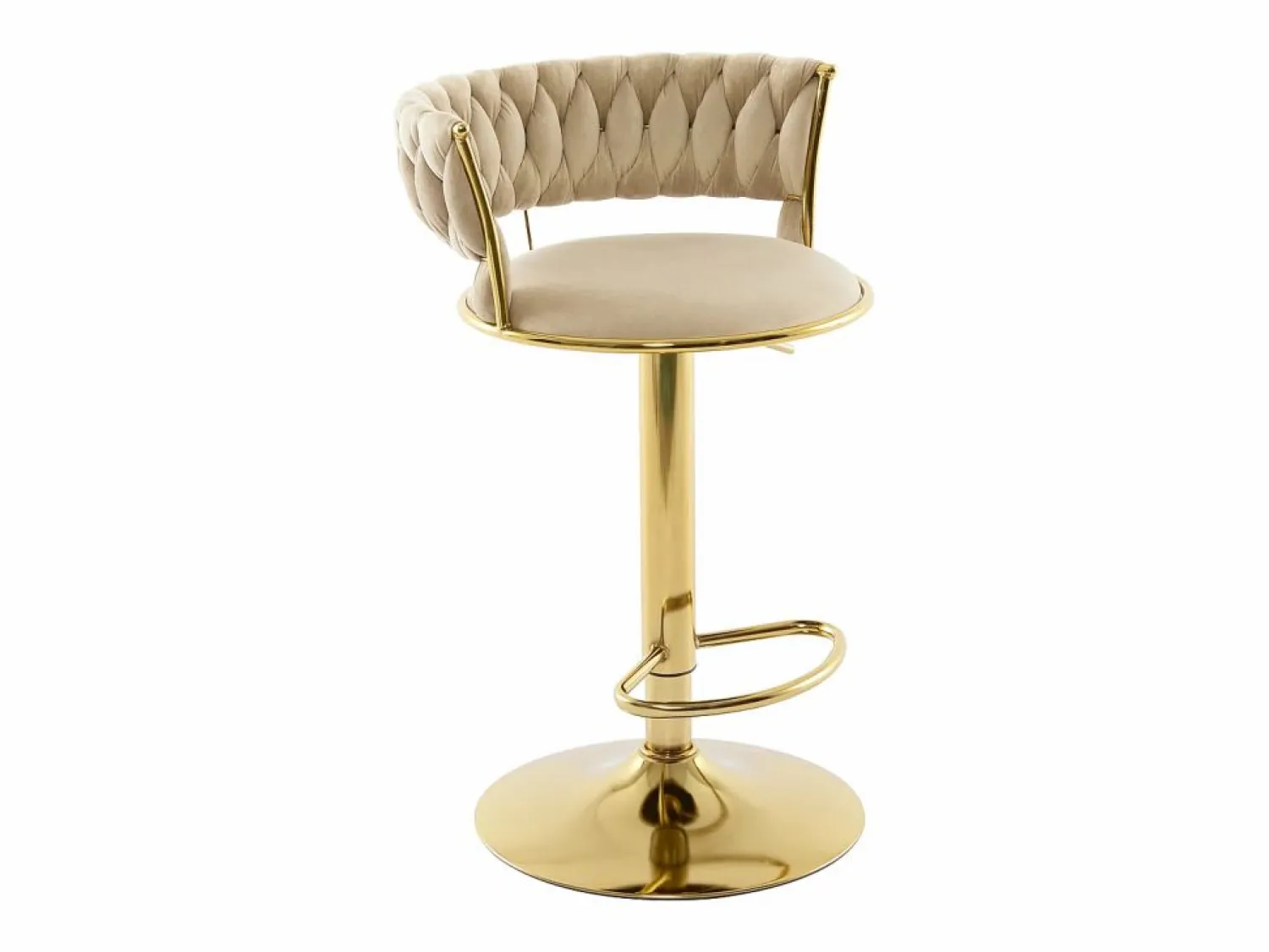 Vente-unique Set de 2 taburetes de bar de terciopelo y metal dorado - Altura ajustable - - LOMYA