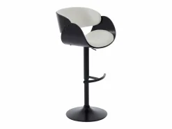 Vente-unique Set de 2 taburetes de bar de Respaldo - Altura Ajustable - Blanco y Negro - JELSA