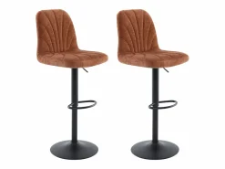 Vente-unique Set de 2 taburetes de bar de tela y metal - Altura ajustable - - LASANDRIA