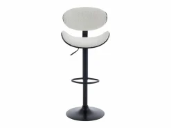 Online Vente-unique Set de 2 taburetes de bar de bouclette de tela y metal - Blanco y Negro - MONTENEGRO Negro / Blanco