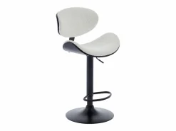 Online Vente-unique Set de 2 taburetes de bar de bouclette de tela y metal - Blanco y Negro - MONTENEGRO Negro / Blanco