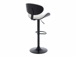 Online Vente-unique Set de 2 taburetes de bar de bouclette de tela y metal - Blanco y Negro - MONTENEGRO Negro / Blanco