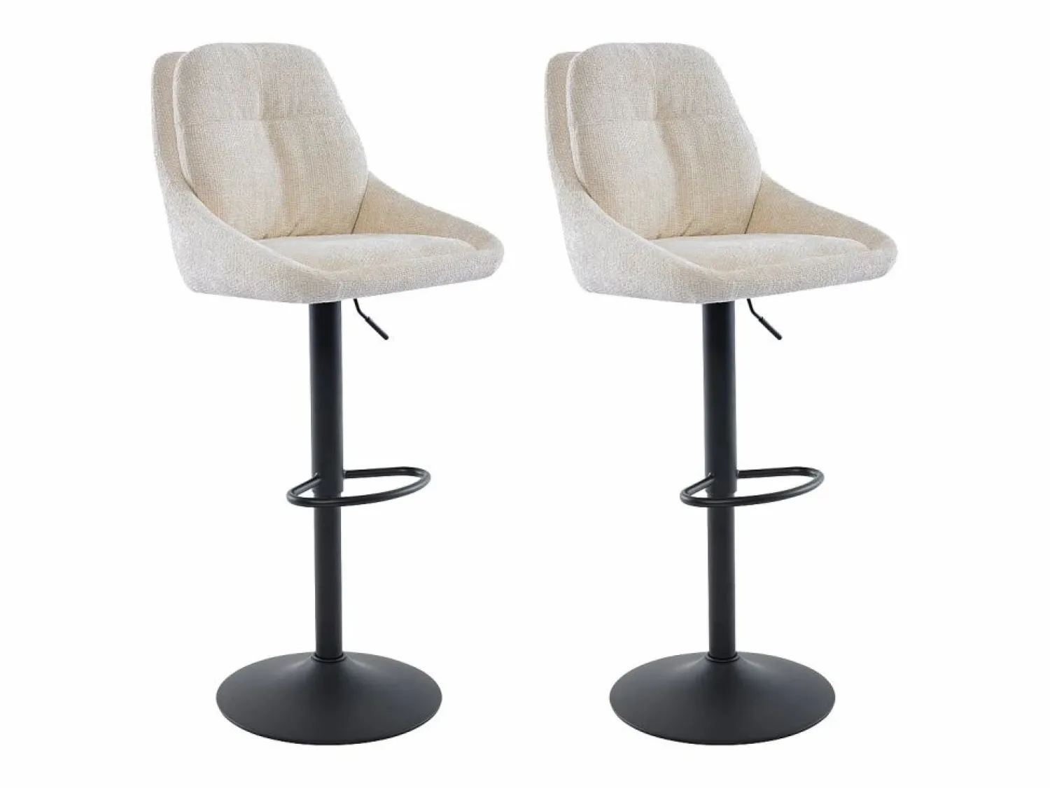 Outlet Set de 2 taburetes de bar de tela texturizada y metal - Altura ajustable - - LARANZA Muebles De Bar|Taburete Alto