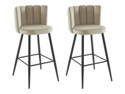 Clearance Set de 2 taburetes de bar de terciopelo y metal negro - - PRANILA de Pascal MORABITO Muebles De Bar|Taburete Alto