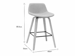 Clearance Miliboo Set de 2 taburetes de cocina nórdicos y madera 65 cm NONIE Gris claro