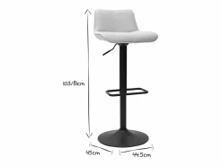 Sale Miliboo Set de 2 taburetes de cocina regulables y giratorios 360º de tejido efecto aterciopelado y metal BOOST Beige