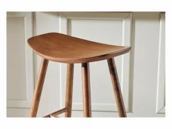 Miliboo Set de 2 taburetes de cocina de nogal 65 cm DEMORY Marru00f3n