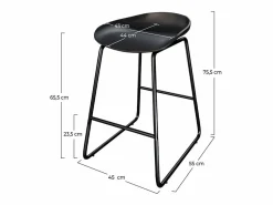 Clearance Rendez-Vous Déco Set de 2 taburetes para isla de cocina de plástico 65,5 cm - Yoshi Negro