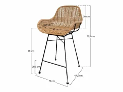 Rendez-Vous Déco Set de 2 taburetes para isla de cocina en resina tejida natural 65 cm - Carmela
