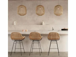 Rendez-Vous Déco Set de 2 taburetes para isla de cocina en resina tejida natural 65 cm - Carmela