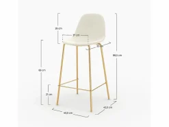 Outlet Set de 2 taburetes para isla de cocina en cuero sintético 65 cm - Henrik Muebles De Bar|Taburete Alto