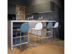 Outlet Set de 2 taburetes para isla de cocina en cuero sintético 65 cm - Henrik Muebles De Bar|Taburete Alto