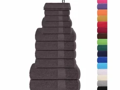 New vidaxl Set de 12 toallas Ariel 360 gramos algodón antracita Gris antracita