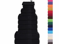 Online vidaxl Set de 12 toallas Ariel 360 gramos algodón Negro