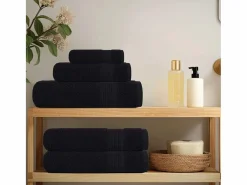 Discount vidaxl Set de 8 toallas Ariel 360 gramos algodón Negro