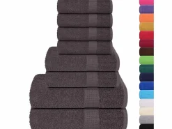 vidaxl Set de 8 toallas Ariel 360 gramos antracita algodón