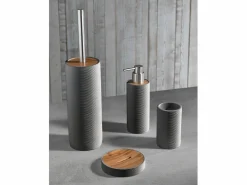 New Set de accesorios de baño en resina blanco y bambú Gaeta - Accesorios De Wc