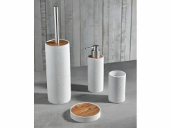 Set de accesorios de baño en resina gris y bambú Gaeta - Accesorios De Wc