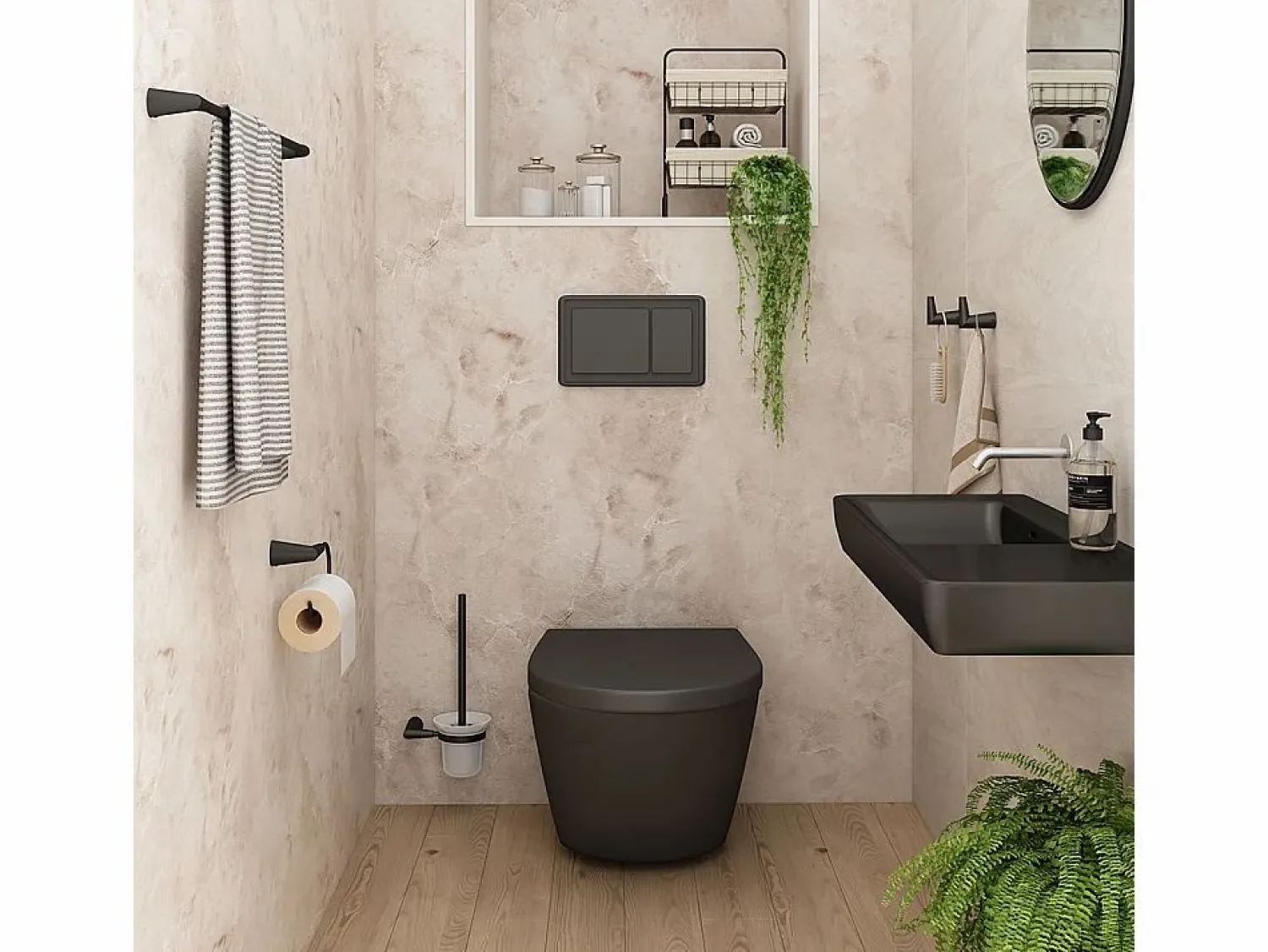Discount Vicco Set de accesorios de baño 16x6.9x8.8 tauri Negro