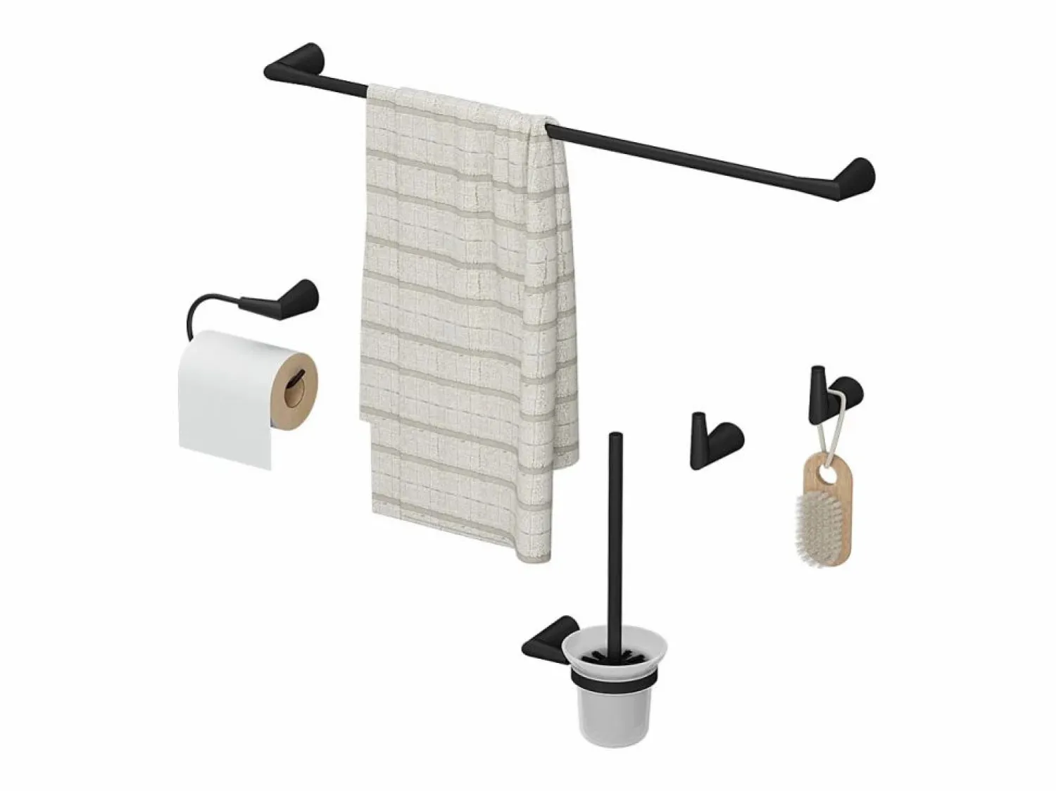 Discount Vicco Set de accesorios de baño 16x6.9x8.8 tauri Negro