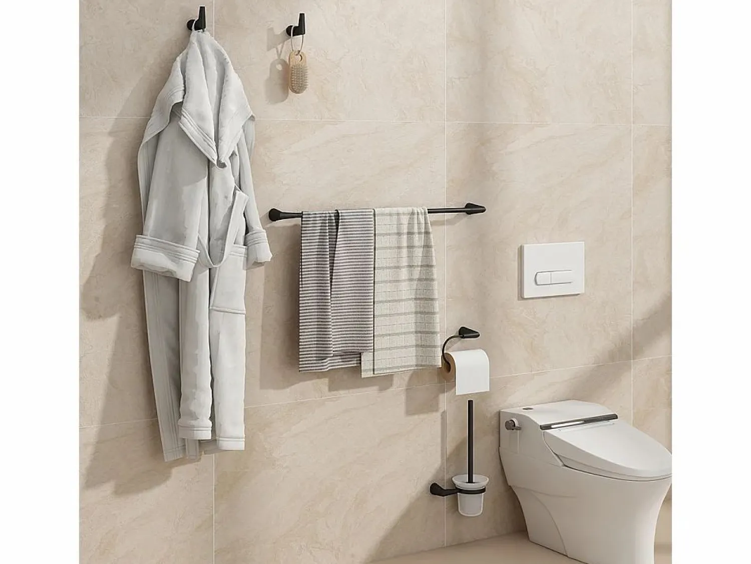 Discount Vicco Set de accesorios de baño 16x6.9x8.8 tauri Negro