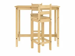 New Set de bar 3 piezas madera maciza de pino Mesa Alta