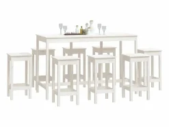 vidaxl Set de bar 9 piezas madera maciza de pino