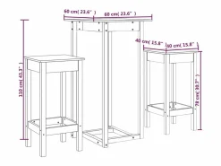 Clearance Set de bar 3 piezas madera maciza de pino Mesa Alta