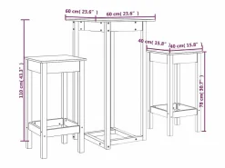 Discount Set de bar 3 piezas madera maciza de pino Mesa Alta
