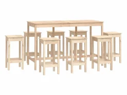 Online Set de bar 9 piezas madera maciza de pino Mesa Alta