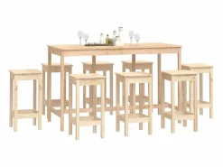 Online Set de bar 9 piezas madera maciza de pino Mesa Alta
