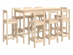Best vidaxl Set de bar 9 piezas madera maciza de pino Color natural claro