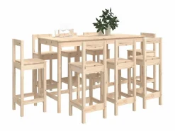 Best vidaxl Set de bar 9 piezas madera maciza de pino Color natural claro